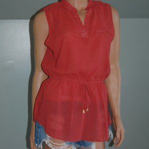 Mileage Rusty Orange Sheer Sleeveless top XL